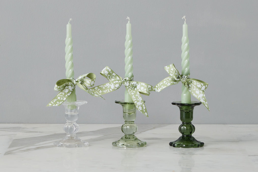 GEY519UG6 etuhome Glass Scalloped Candlesticks Green Set Of Three