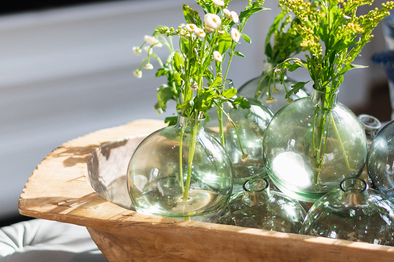 Glass Sphere Bud Vase, Sage Green