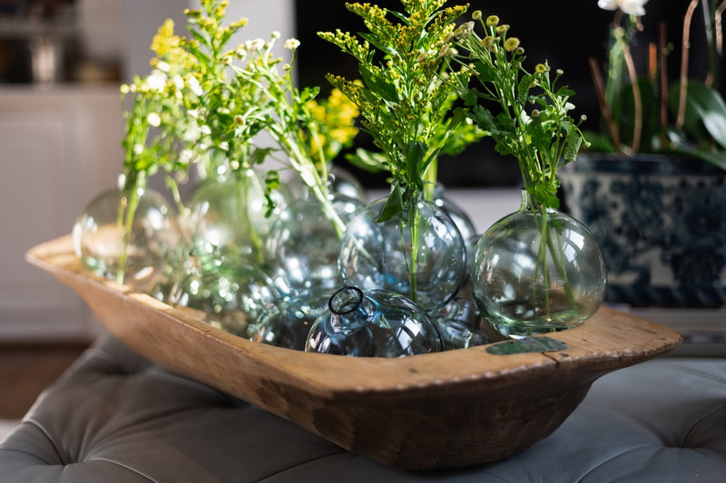 Glass Sphere Bud Vase, Sage Green