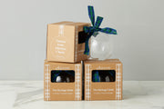 5-inch Glass Globe Ornament, Clear Plaid