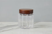 GMC602AC2 etuhome Fluted Glass Canister Wood Lid Small