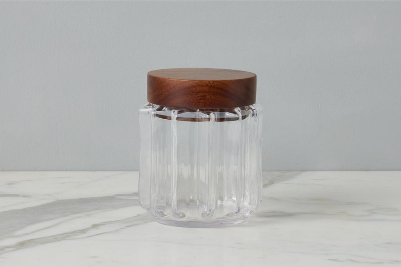 GMC602AC2 etuhome Fluted Glass Canister Wood Lid Small