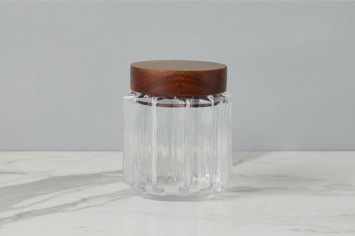 GMC602AC2 etuhome Fluted Glass Canister Wood Lid Small