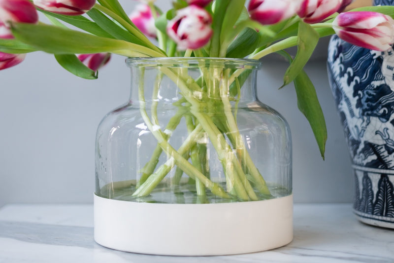 Glass Bloom Vase, Removable White Base