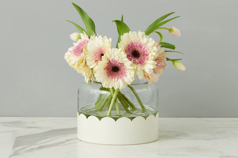 Scalloped Bloom Vase, White