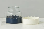 GMN455EWB9 etuhome 2 in 1 Scalloped Bloom Vase White Navy Blue