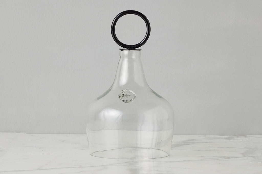 Glass Cloche Food Cover Ring Handle Small
