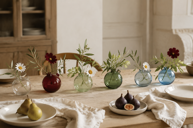 Glass Sphere Bud Vase, Spruce Green