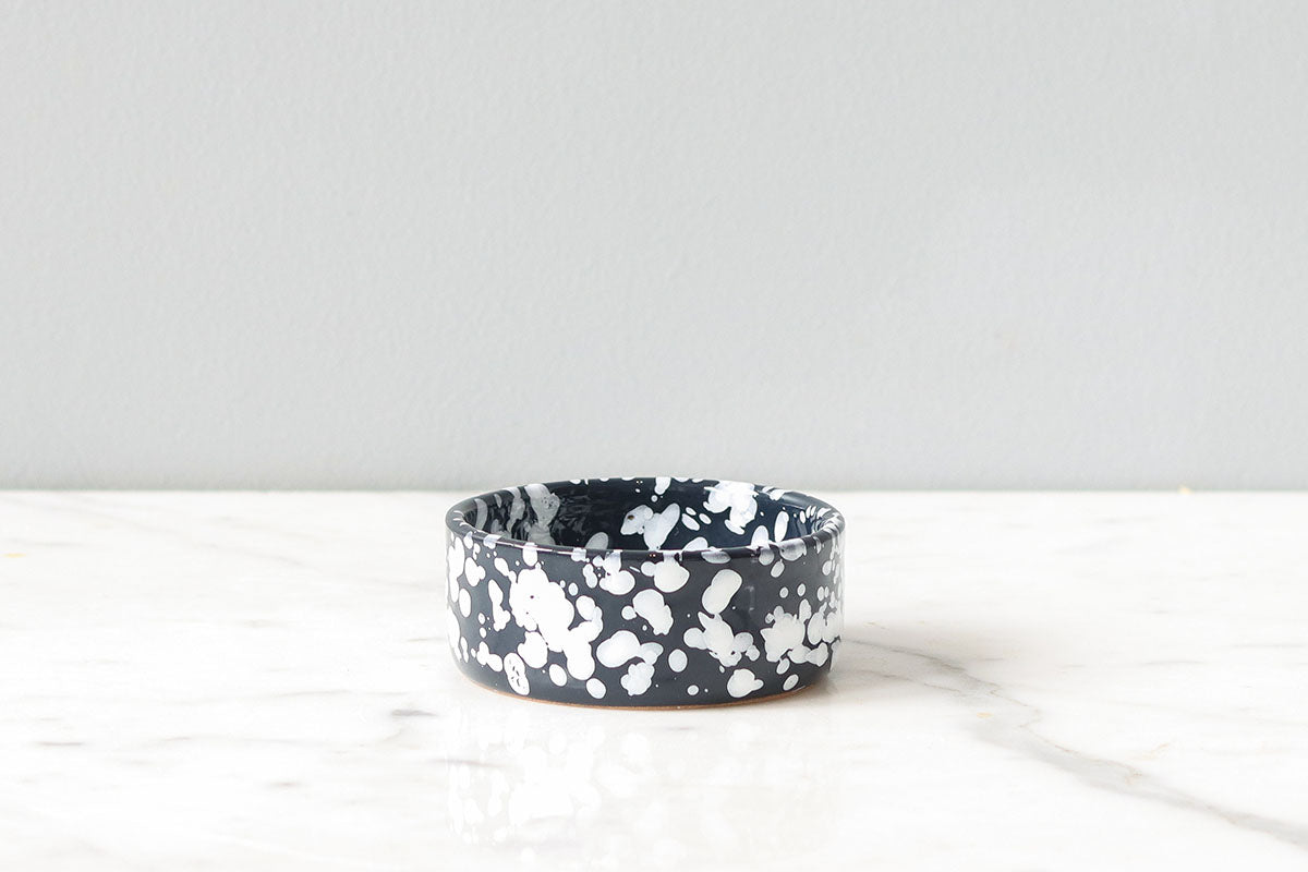 Pinch Pot, Black with White Splatter