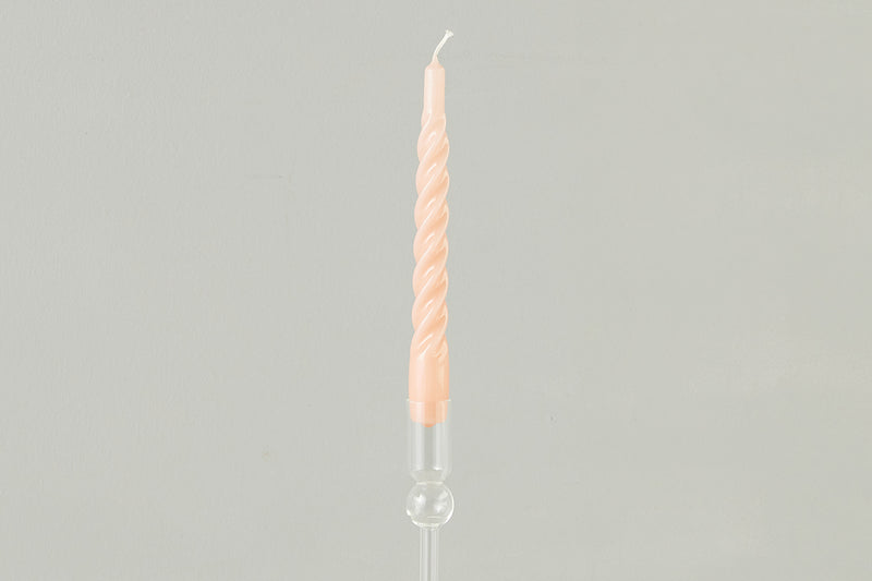 Lacquered Twisted Taper Candles, Blush, Set of 6