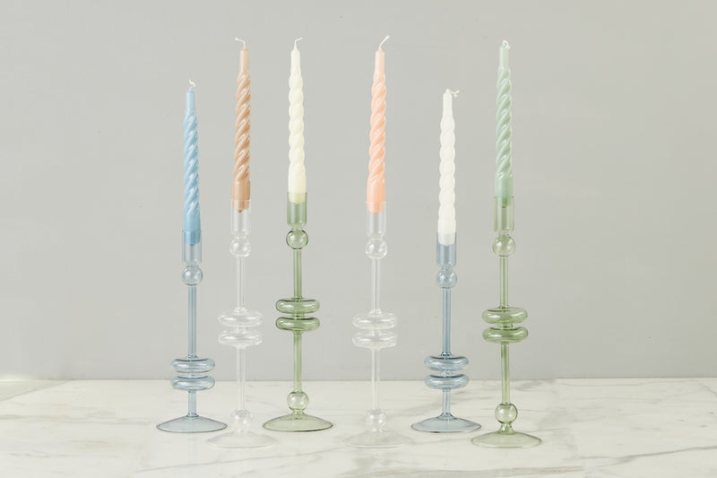 Lacquered Twisted Taper Candles, Blush, Set of 6