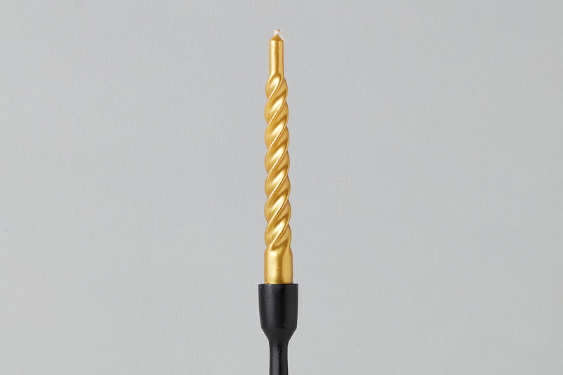 Lacquered Twisted Taper Candles, Gold, Set of 6
