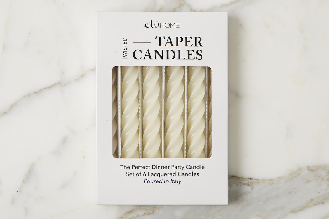 Cream Twisted Taper Candles, Set of 6