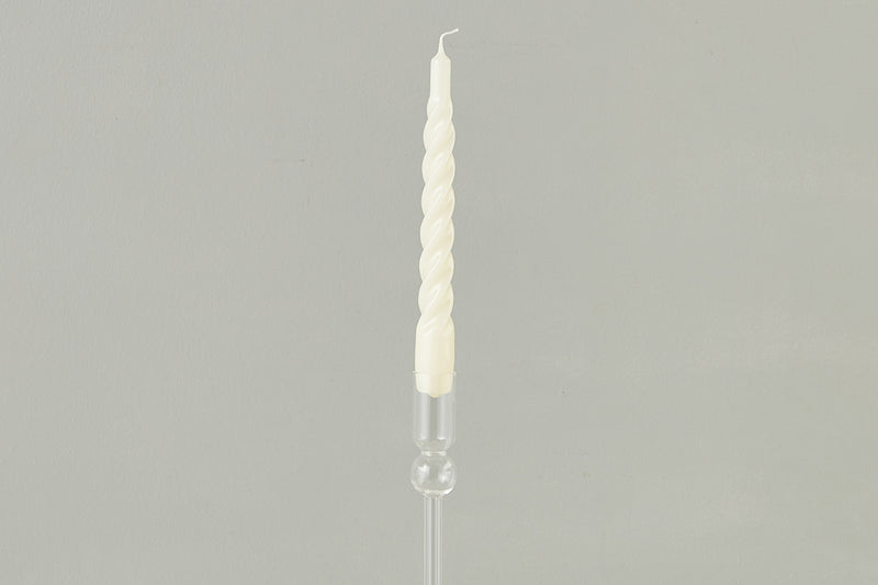 Lacquered Twisted Taper Candles, Cream, Set of 6