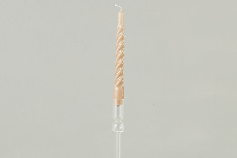 Lacquered Twisted Taper Candles, Taupe, Set of 6