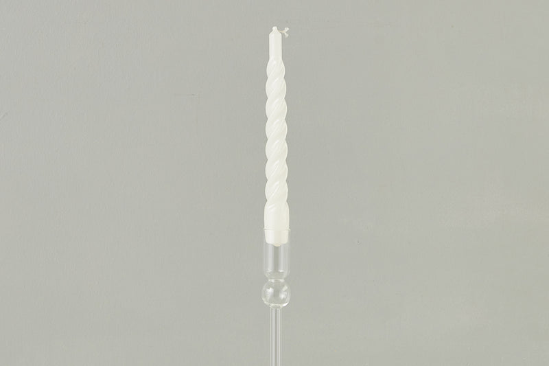 Lacquered Twisted Taper Candles, White, Set of 6