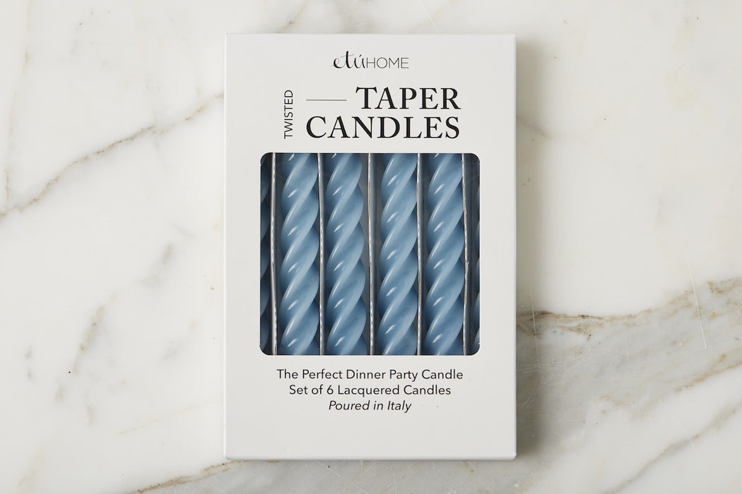 Denim Twisted Taper Candles, Set of 6