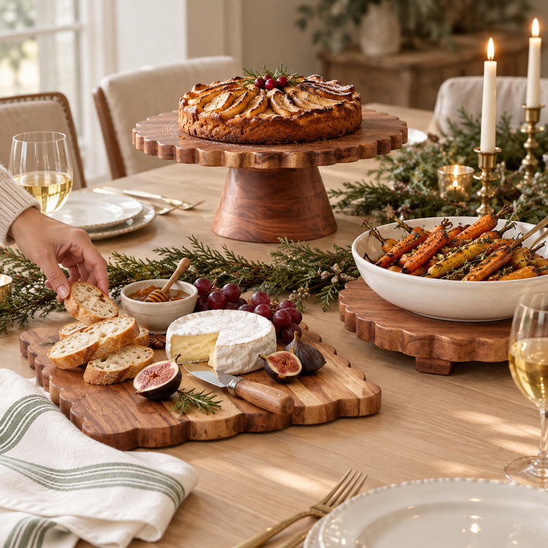 Natural Scalloped Cake Stand