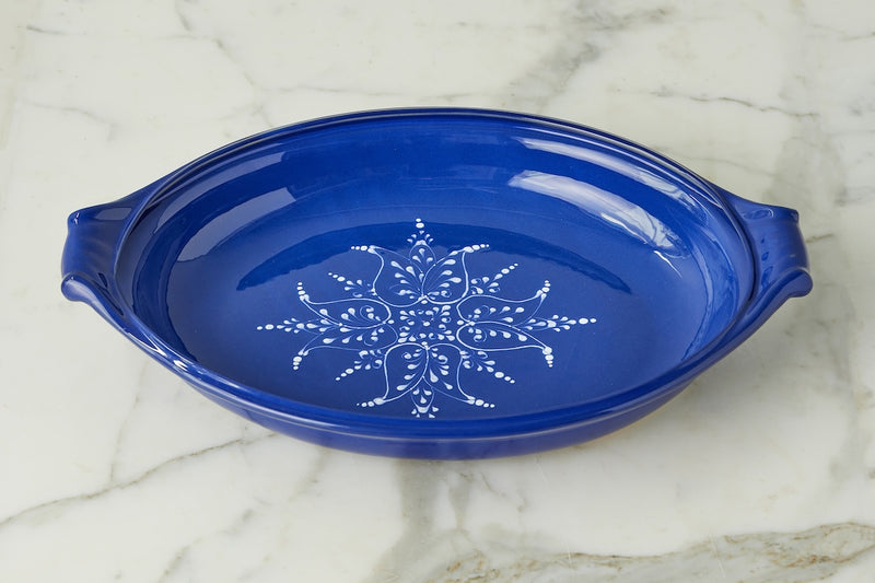 Blue Hand-Painted Baking and Serving Dish