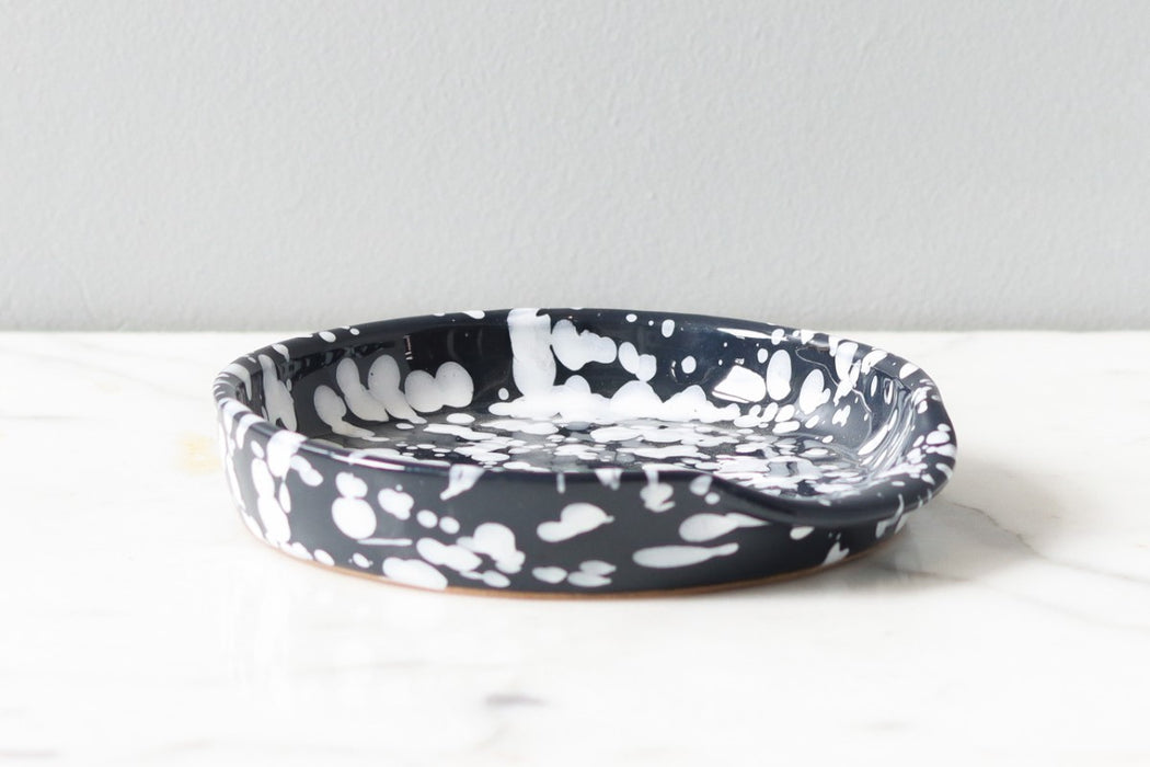 Classic Spoon Rest, Black with White Splatter