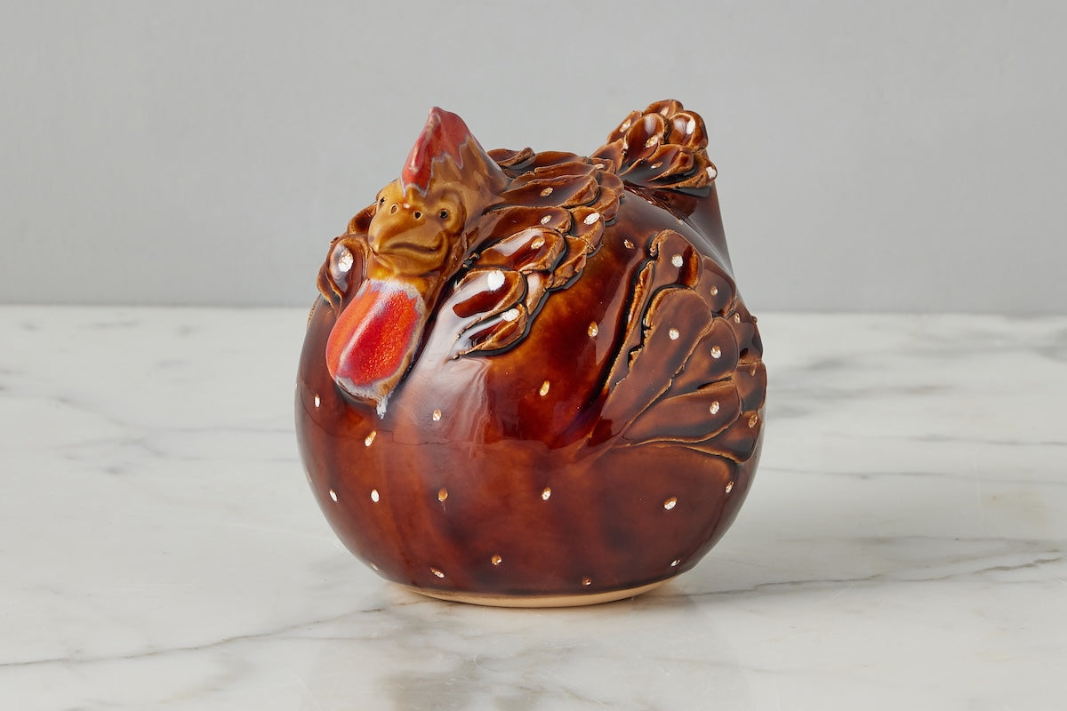 Ceramic Country French Hen, Medium, Brown — etúHOME