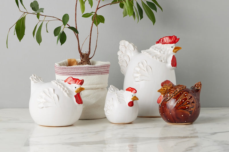 Ceramic Country French Rooster, Large, White