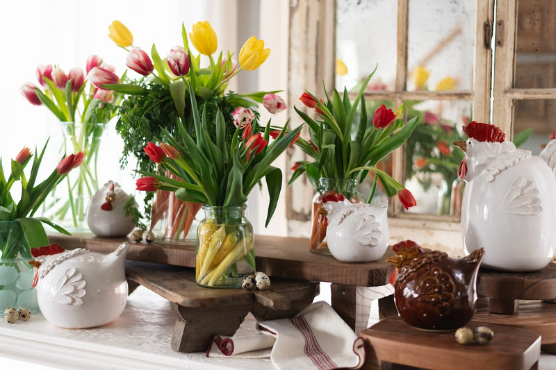 Ceramic Country French Hen, Large, White