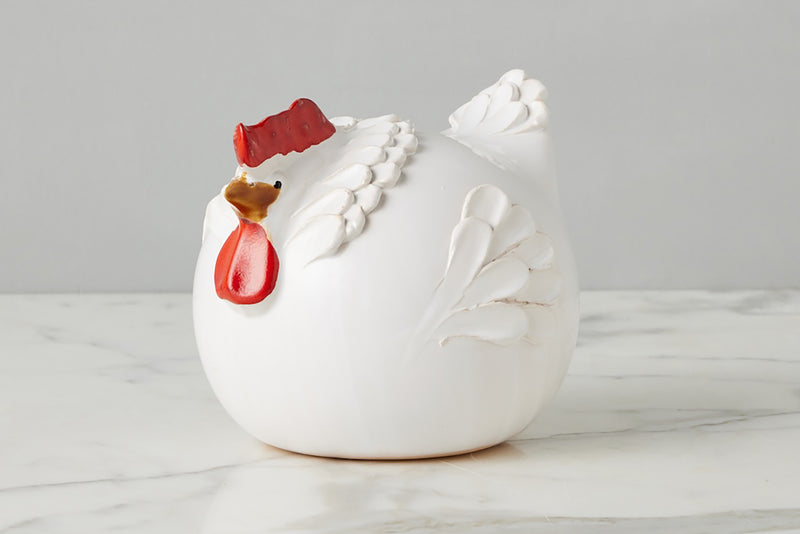 Ceramic Country French Hen, Large, White