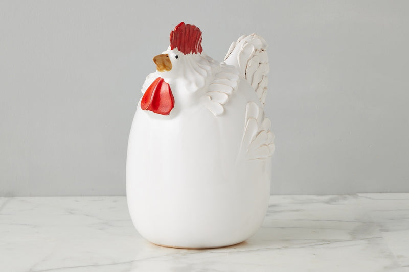 Ceramic Country French Rooster, Large, White