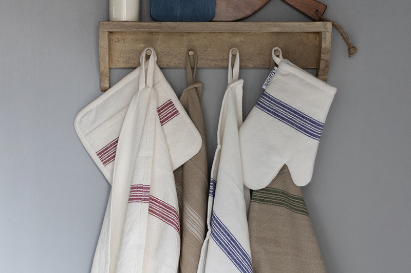 Oven Mitt, Vintage Navy Blue Stripe, Set of 2