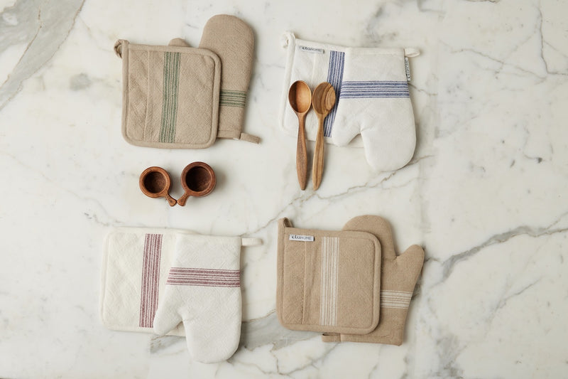 Pot Holder, Vintage White Stripe, Set of 2