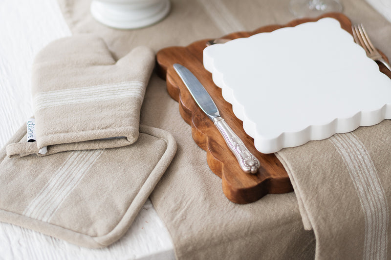 Pot Holder, Vintage White Stripe, Set of 2