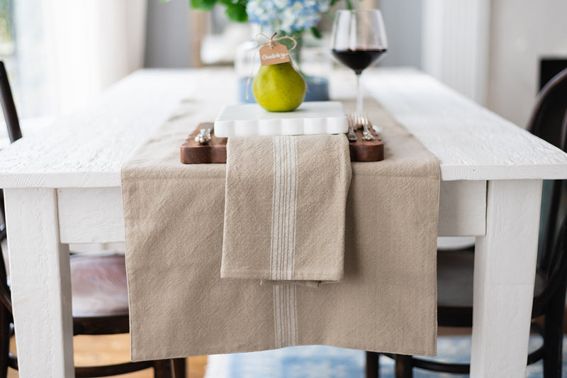 Kitchen Tea Towel, Vintage White Stripe, Set of 2