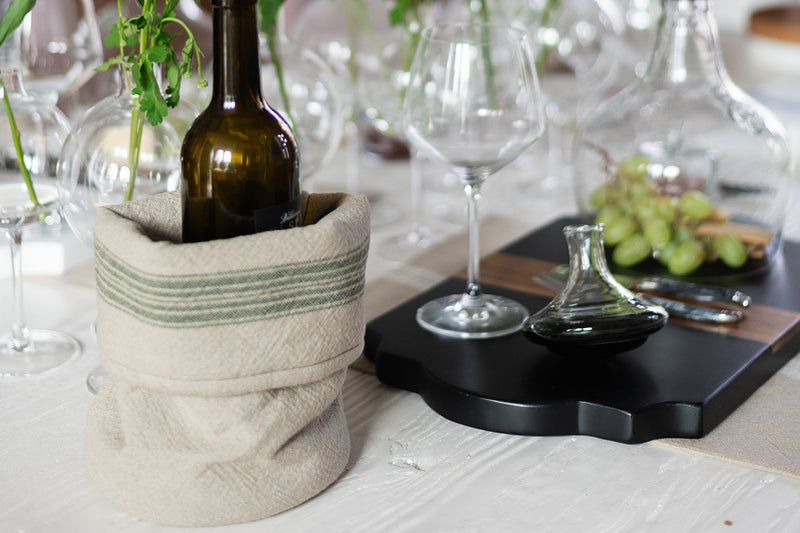 Bistro Bag, Vintage Spruce Green Stripe, Set of 2