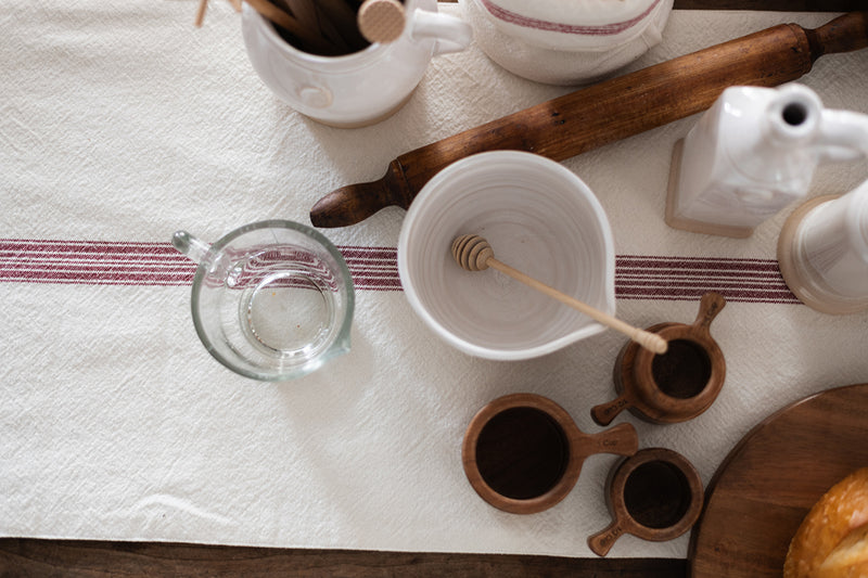 Table Runner, Vintage Merlot Red Stripe