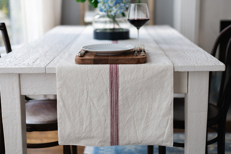 Table Runner, Vintage Merlot Red Stripe