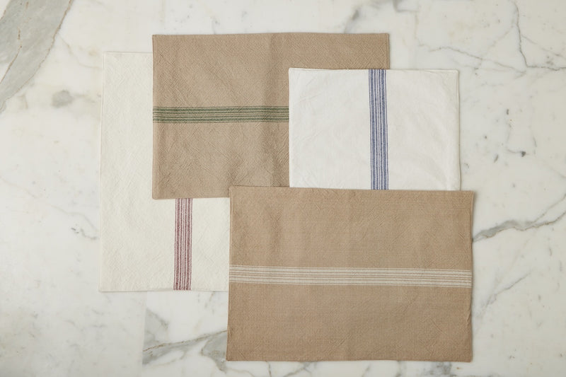 Rectangle Placemats, Vintage White Stripe, Set of 4