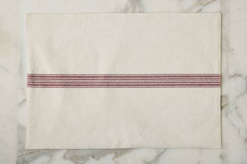 Rectangle Placemats, Vintage Merlot Red Stripe, Set of 4