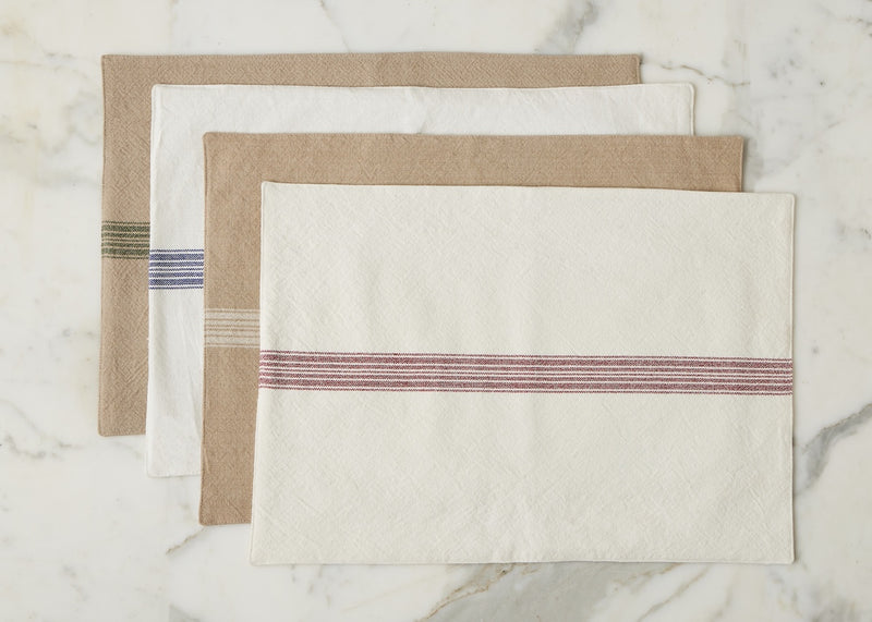 Rectangle Placemats, Vintage Merlot Red Stripe, Set of 4