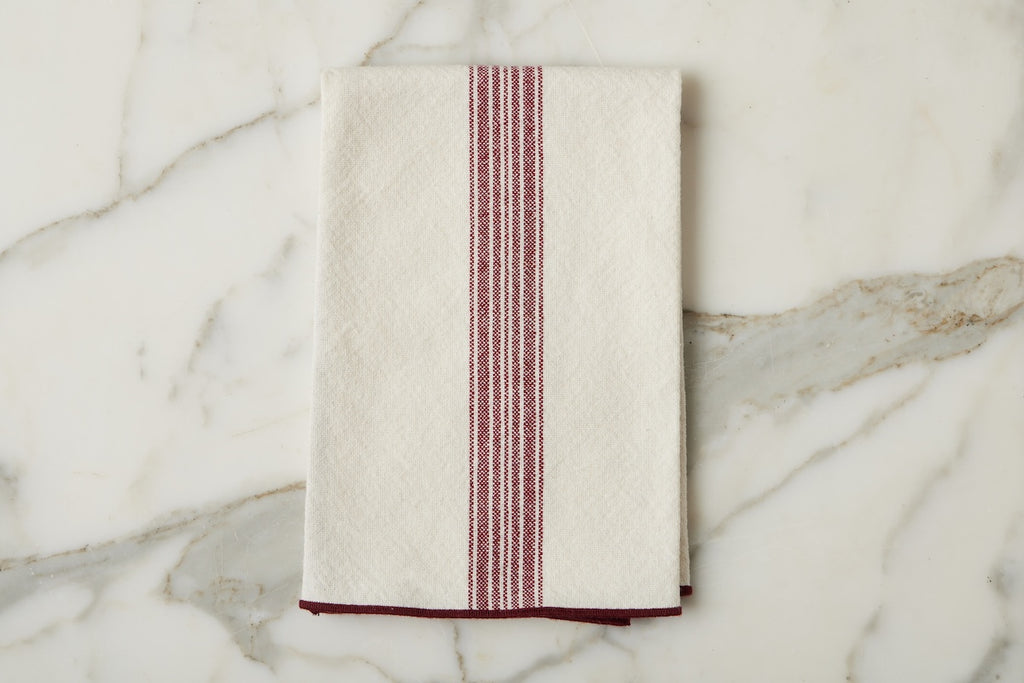 Dinner Napkins Vintage Merlot Stripe Set 4