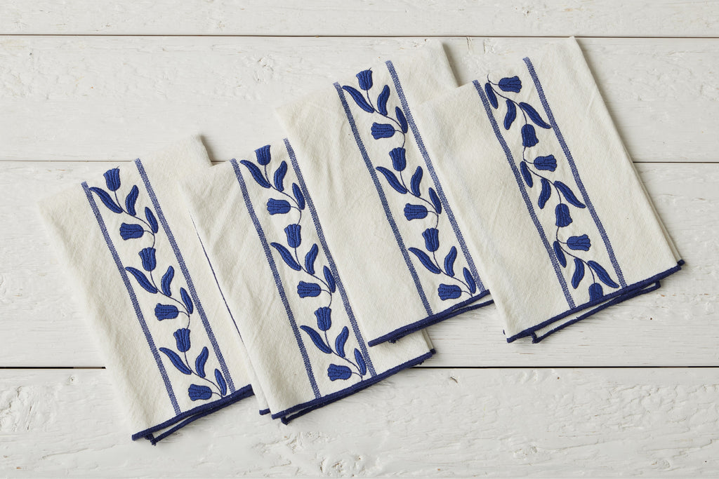 Dinner Napkins Navy Blue Tulip Set 4