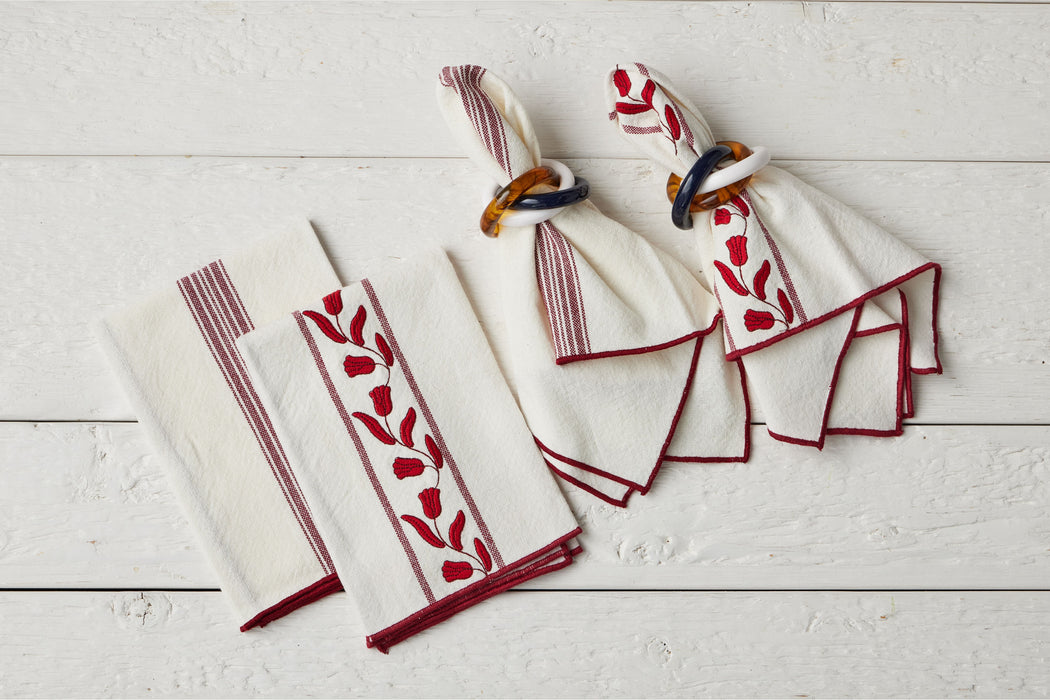 QMN113UR9 etuhome Dinner Napkins Merlot Red Tulip Set of 4