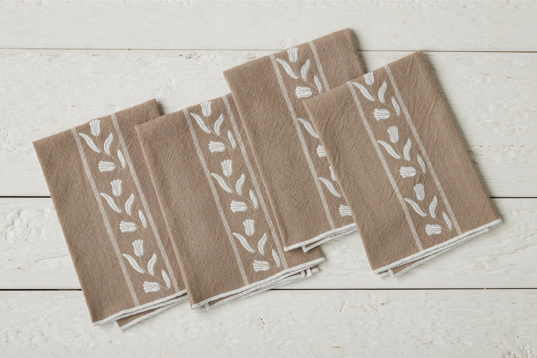 QMN113UW9 etuhome Dinner Napkins White Tulip Set of 4