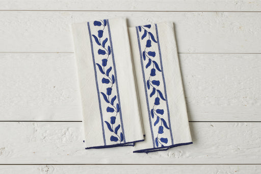 QMN114UB9 etuhome Kitchen Tea Towel Navy Blue Tulip Set of 2