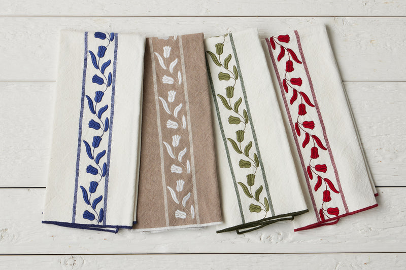 QMN114UR9 etuhome Kitchen Tea Towel Merlot Red Tulip Set of 2