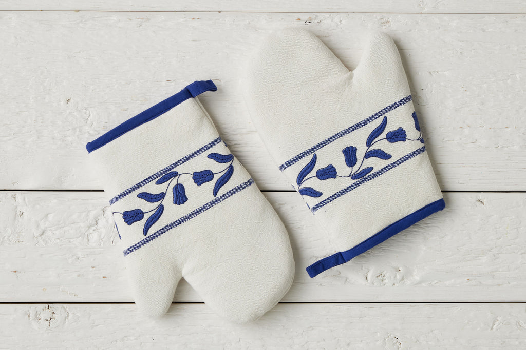 Oven Mitt Navy Blue Tulip Set 2
