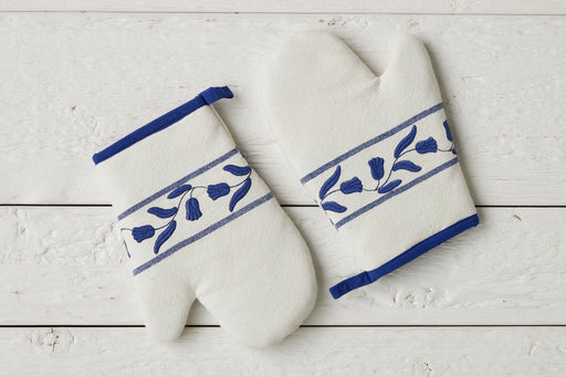 QMN116UB9 etuhome Oven Mitt Navy Blue Tulip Set of 2