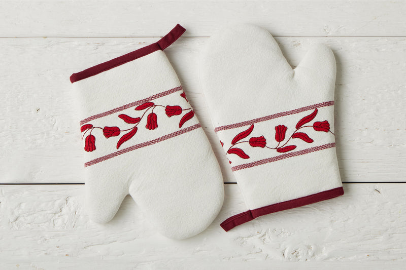 Oven Mitt, Merlot Red Tulip, Set of 2