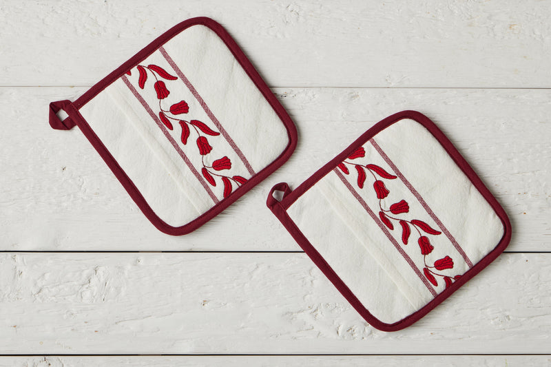 Pot Holder, Merlot Red Tulip, Set of 2