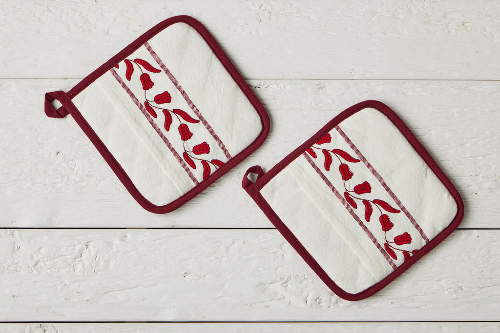 Pot Holder Merlot Tulip Set 2